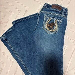 Girl Western Jeans with Embroidered Pocket